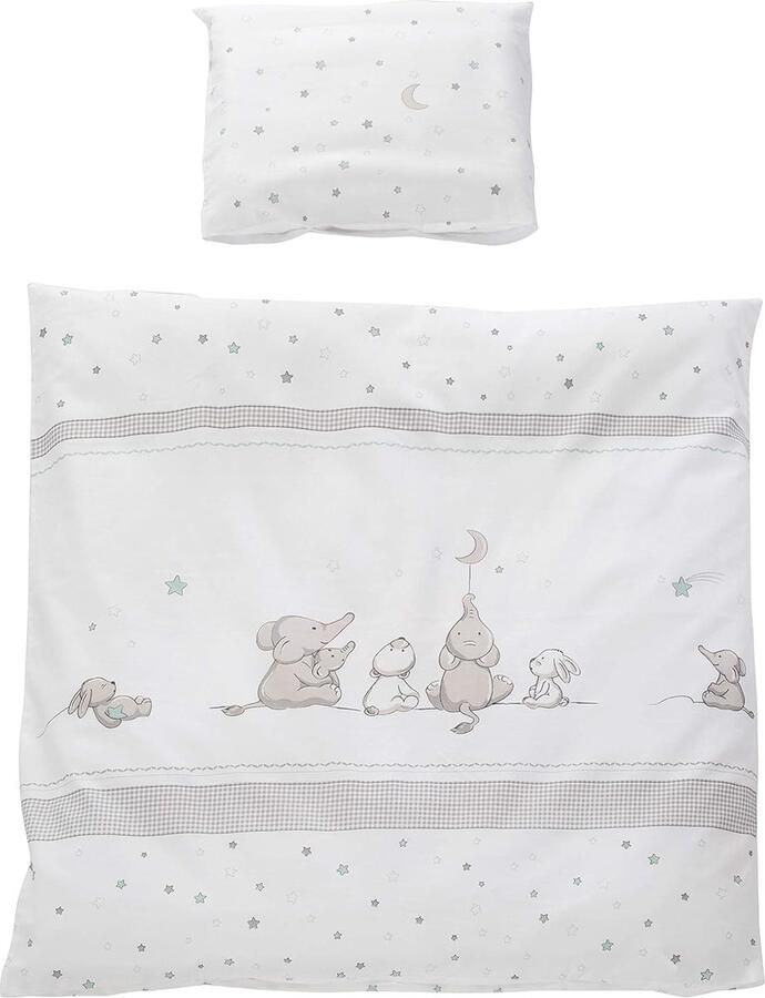 Riokem 2-delige ledikant set sterrenmagiecollectie wiegbedlinnen 80 x 80 cm omkeerbaar bedlinnen 100% katoen dekbedovertrek: 80 x 80 cm en kussensloop: 40 x 35 cm