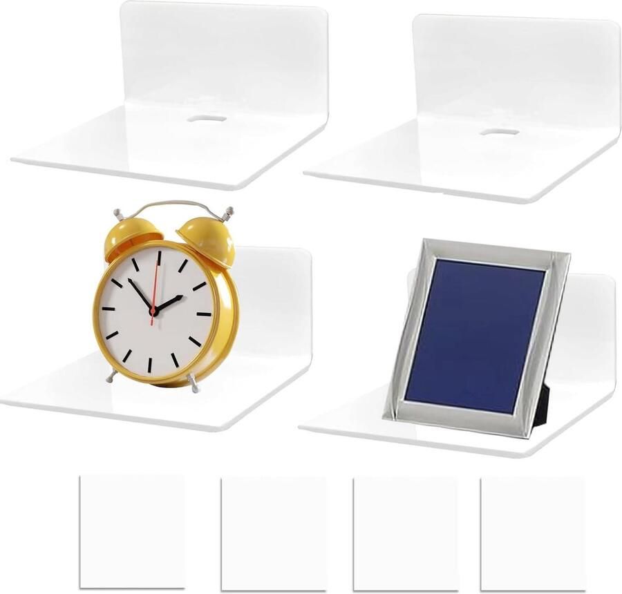 Riokem Acryl wandplanken zelfklevend 4 stuks wit multifunctioneel