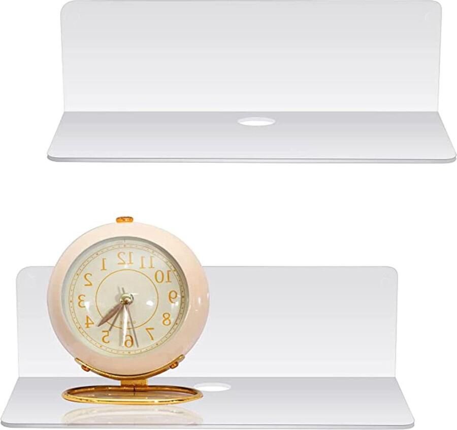 Riokem Acryl zwevend wandplanken eenvoudig te bevestigen 2 stuks transparant acryl