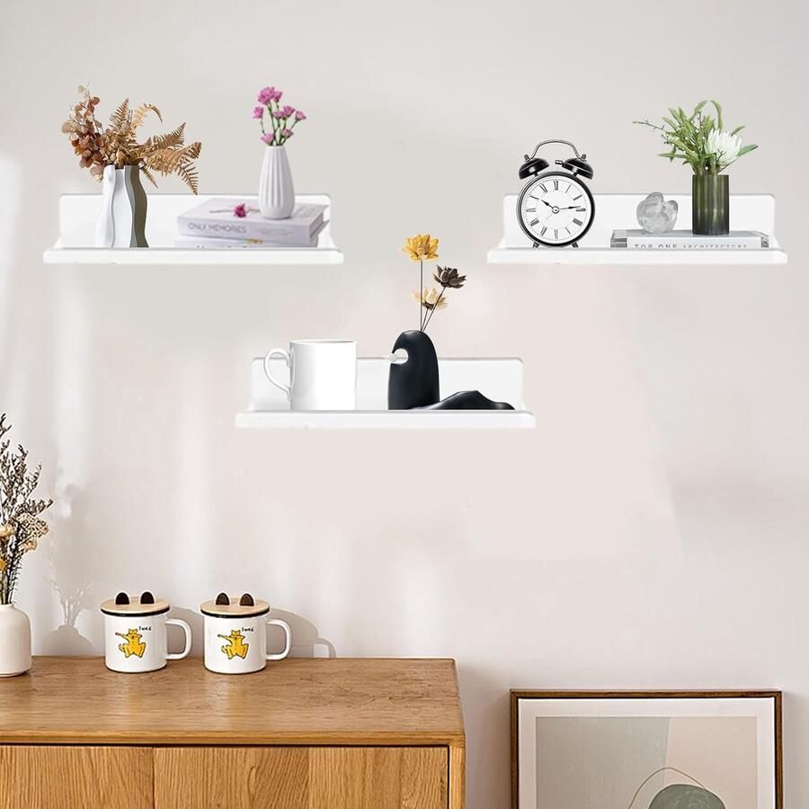 Riokem Acrylaat wandplanken zonder boren 3 stuks 30 cm