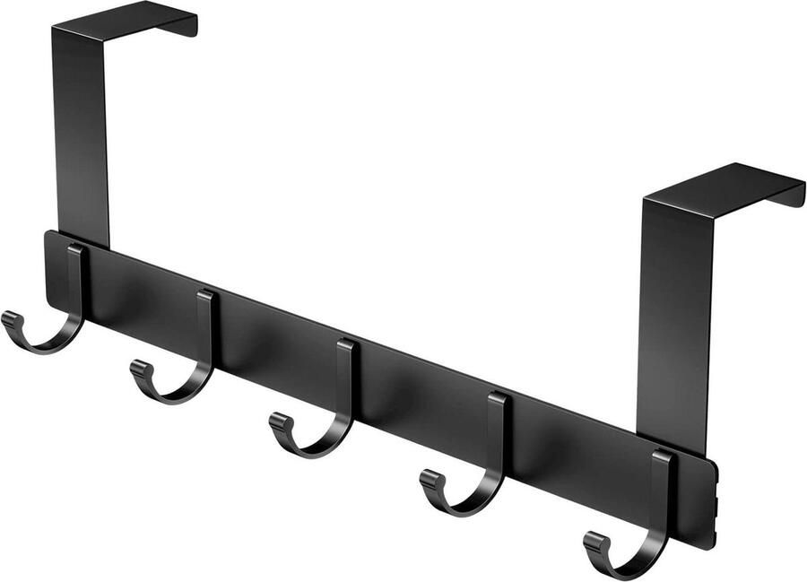 Riokem Deurkapstok met 5 haken Kledinghaken voor deur Zwart Geschikt voor keuken badkamer woonkamer hal