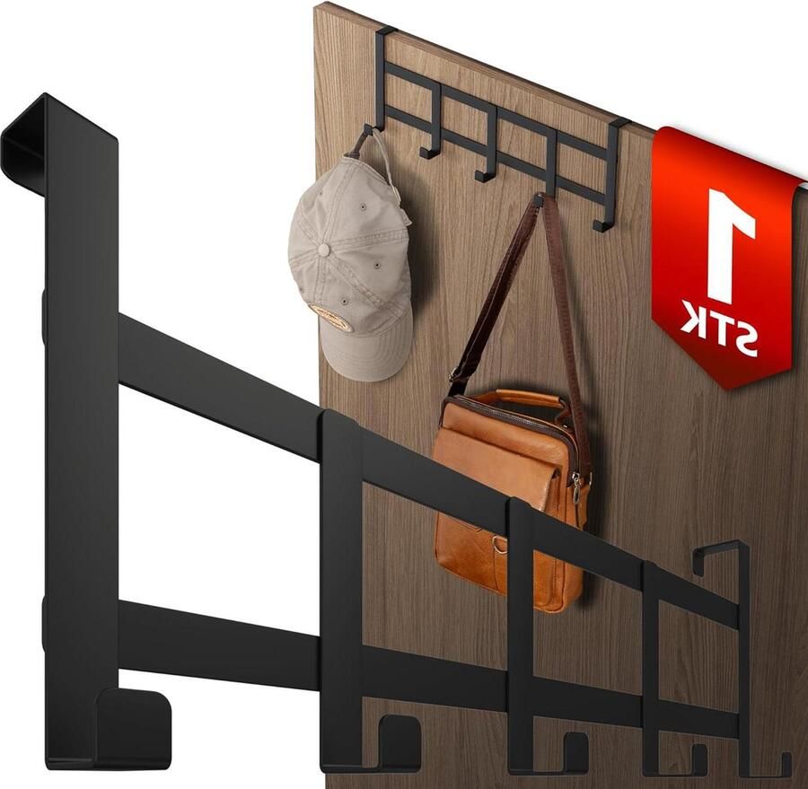 Riokem Deurkapstok van roestvrij staal ruimtebesparend zwart 1 6 cm