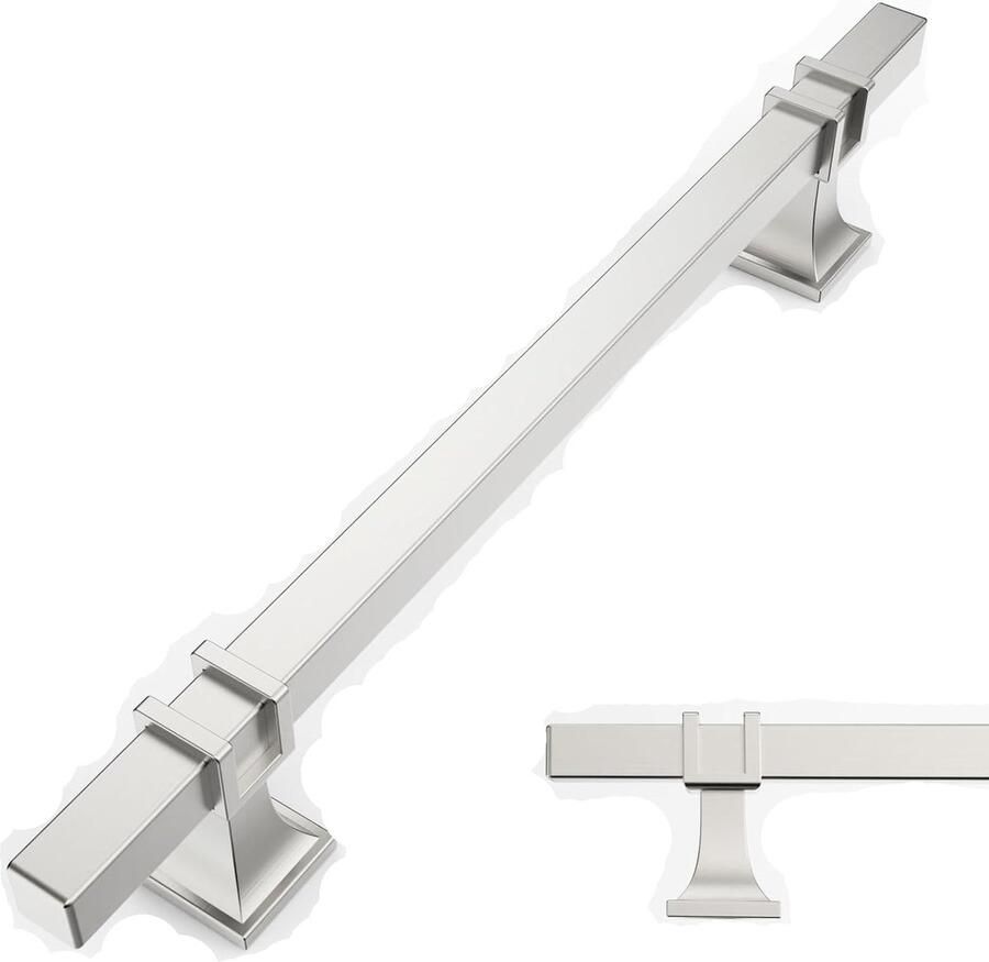 Riokem Elegante Handgrepen voor Keukenkasten en Meubels – Set van 10 Geborsteld Nikkel 160 mm Gatafstand