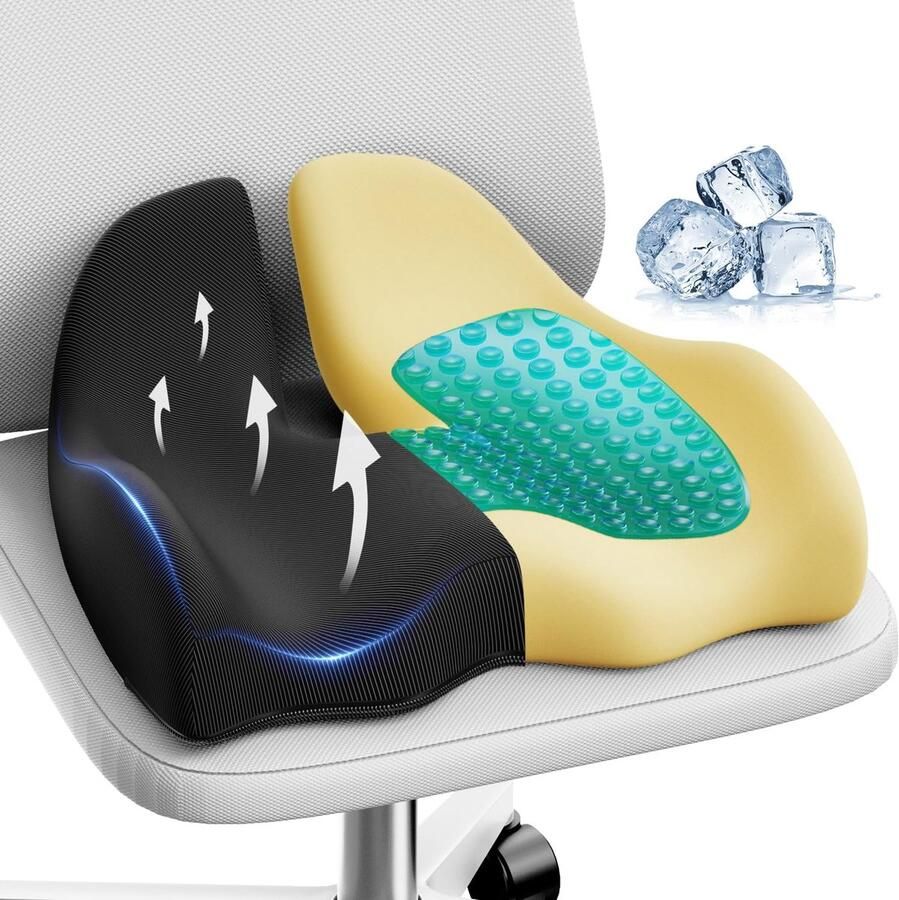 Riokem Ergonomisch Gel Zitkussen voor Stoelen Auto's en Gamingstoelen Extra Groot en Comfortabel