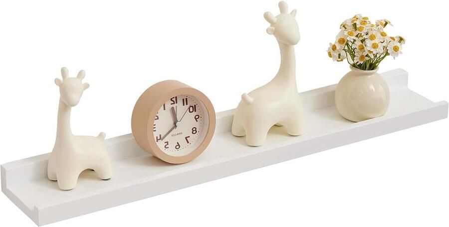 Riokem Houten Wandplank Eiken Zwevende Plank voor Thuis 1 stuk Wit Massief Hout 60 cm