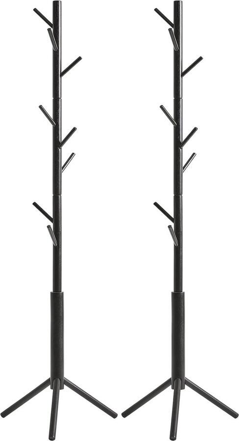 Riokem Kledingrekken Set van 2 Vrijstaand met 8 Haken en 3 Verstelbare Hoogtes Zwart