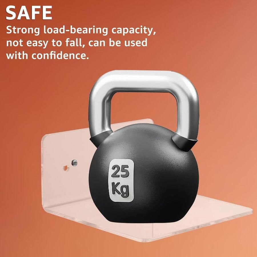 Riokem Kleine Wandplanken Wandrek zonder Boren 12 stuks Transparant Acryl