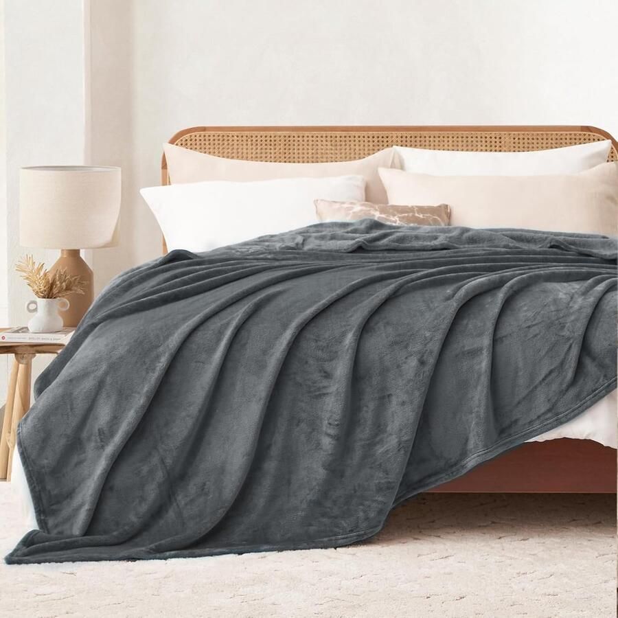 Riokem Knuffelige Fluffy Deken Sofa Fleece Deken Donkergrijs voor Bank XL Deken Zachte Fleece Deken 150 x 200 cm als Bank Deken Bank Deken
