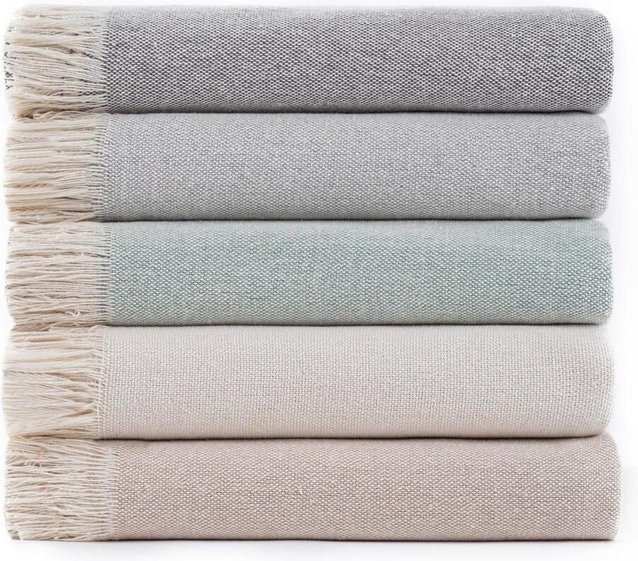 Riokem Multifunctionele bedsprei voor bedbank sprei effen (125 x 180 cm lichtgrijs)