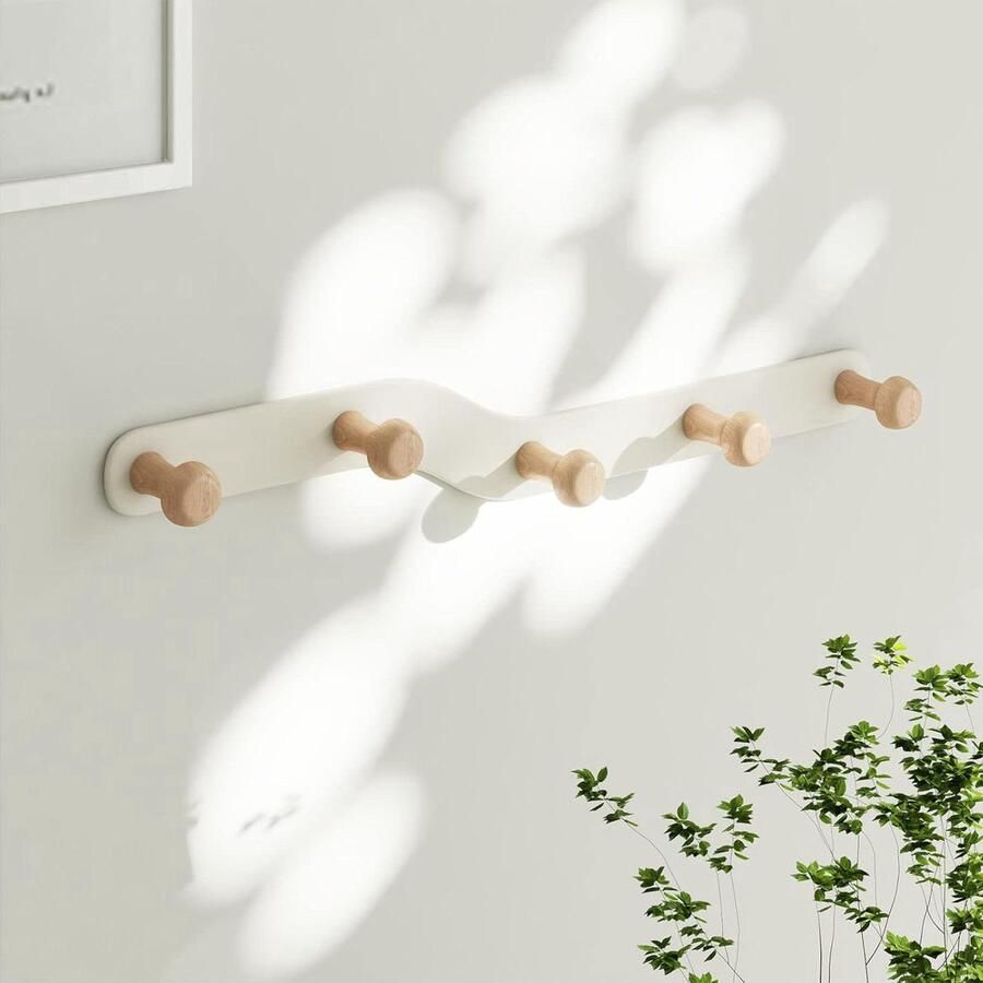 Kapstok Wandmontage zonder Boren Multifunctionele Kleerhanger 5 Stuks Zwart Kunststof Compact