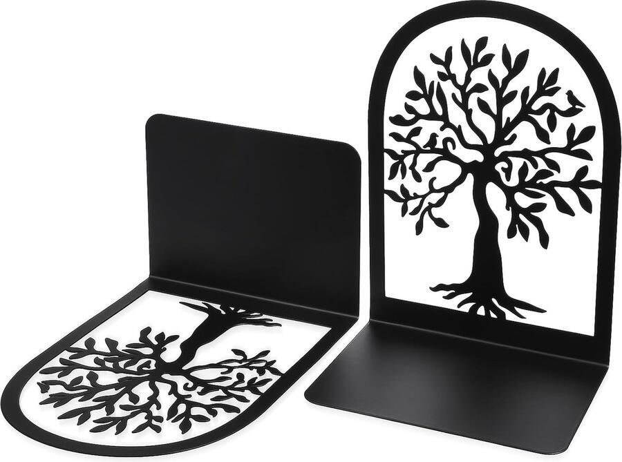 Riokem Pakket van 2 metalen boekensteunen 17 5 x 12 x 9 cm zwarte boekensteunen boekenhouder boekenhouderplank boekenstopper boekenhouder voor boeken bureau thuis kantoor