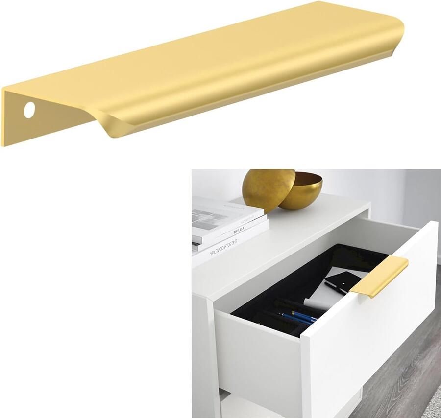 Riokem Set van 10 Gouden Onzichtbare Meubelgrepen 128 mm voor Keuken en Kasten