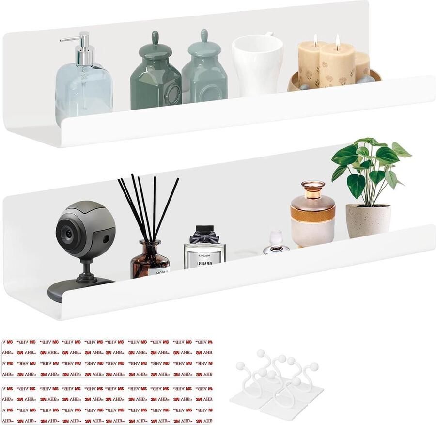 Riokem Set van 2 wandplanken wanddecoratie wit acryl