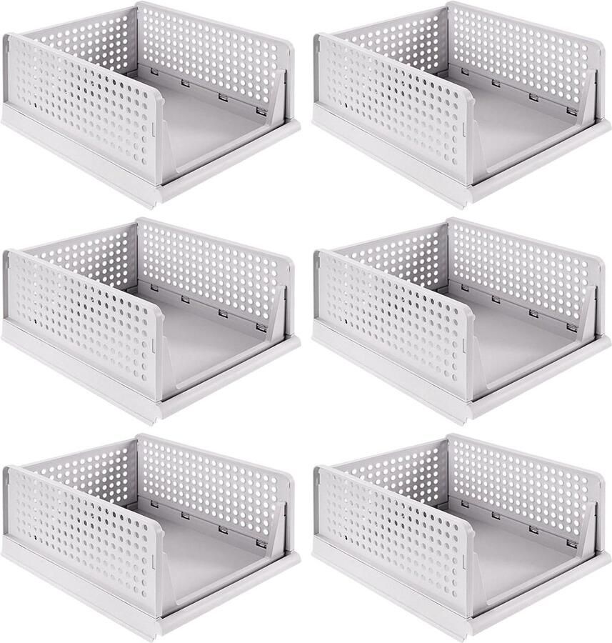 Riokem Set van 6 Stapelbare Opbergboxen voor Kledingkast Keuken en Slaapkamer