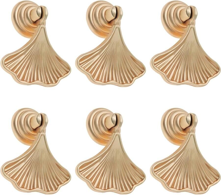 Riokem Set van 6 Vergulde Bladvormige Deur- en Meubelknoppen