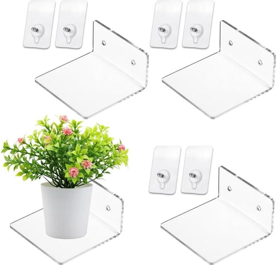 Riokem Transparante wandplanken 2 stuks zelfklevend acryl