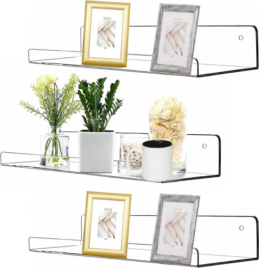 Riokem Transparante wandplanken zonder boren 3 stuks