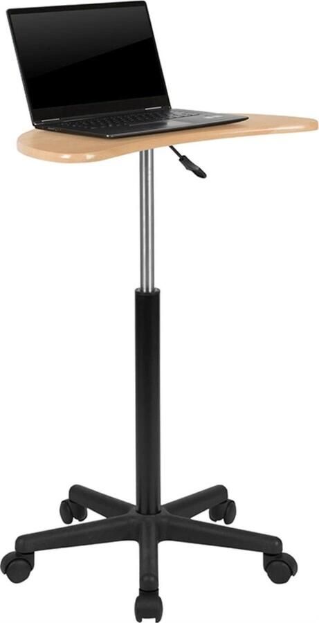 Riokem Verstelbare Laptoptafel met Houten Blad en Nylon Wielen