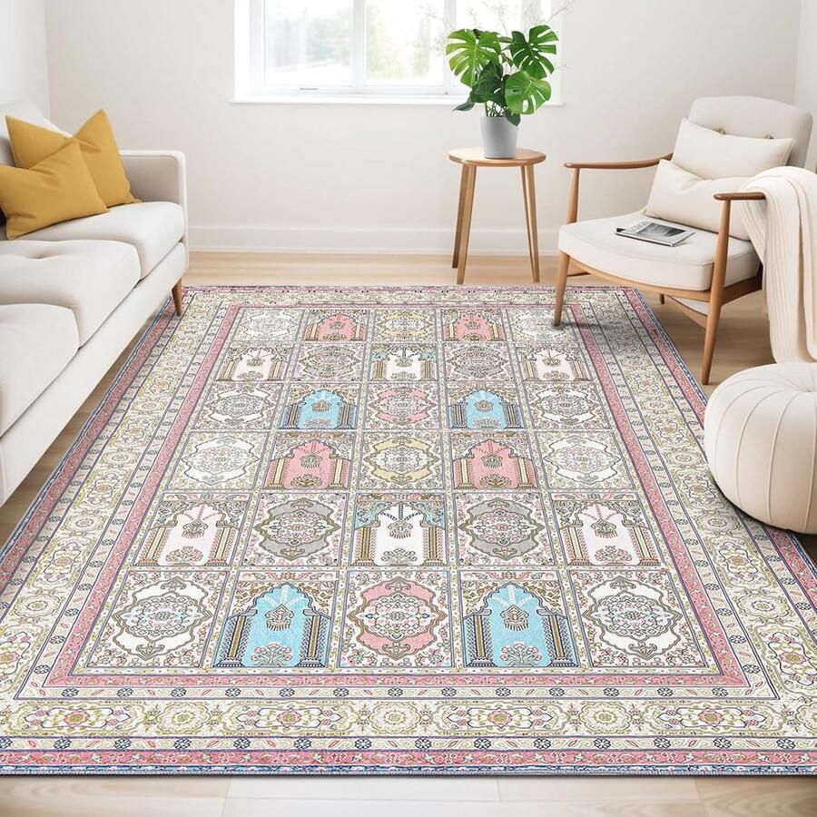 Riokem Vintage Wasbare Antislip Vloerkleed met Oosters Ornament Ontwerp 160 x 230 cm voor Woonkamer en Slaapkamer