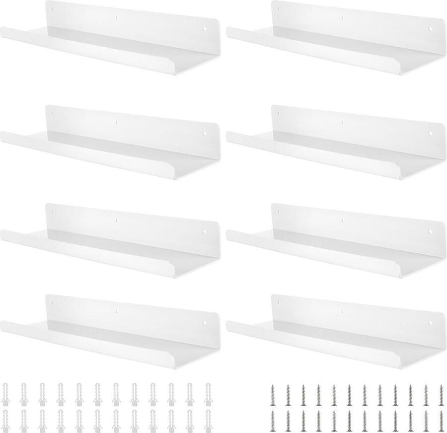 Riokem Wandplank set zwevende planken 8 stuks wit acryl 38 x 10 x 5 cm