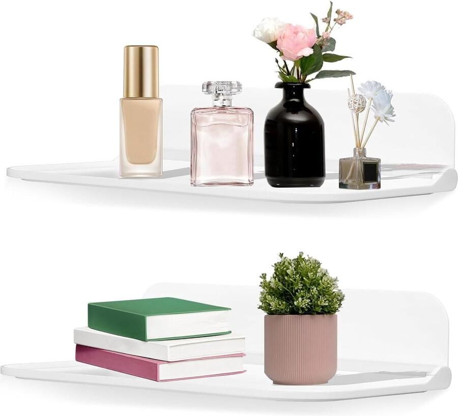 Riokem Wandplank zonder boren 30 x 19 cm Mat wit Metalen