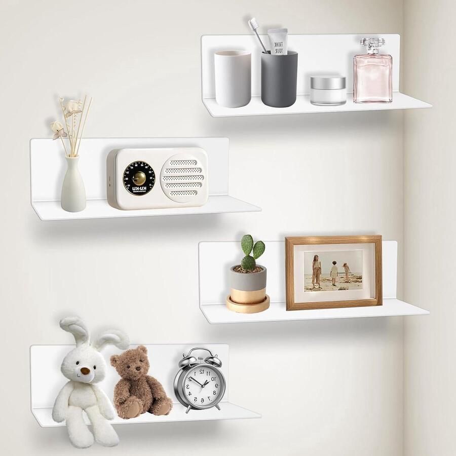 Wandplanken Set Zelfklevend 4 stuks Wit Acryl 30 x 11 x 9 cm