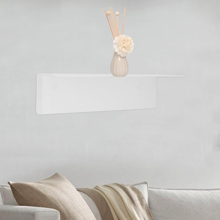 Riokem Wandplanken Set Zelfklevend 2 Stuks Wit Acryl 40 cm