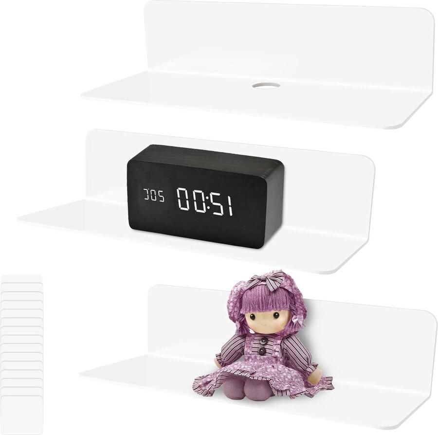 Riokem Wandrek acryl veelzijdig 3 stuks wit 23 x 9 6 cm