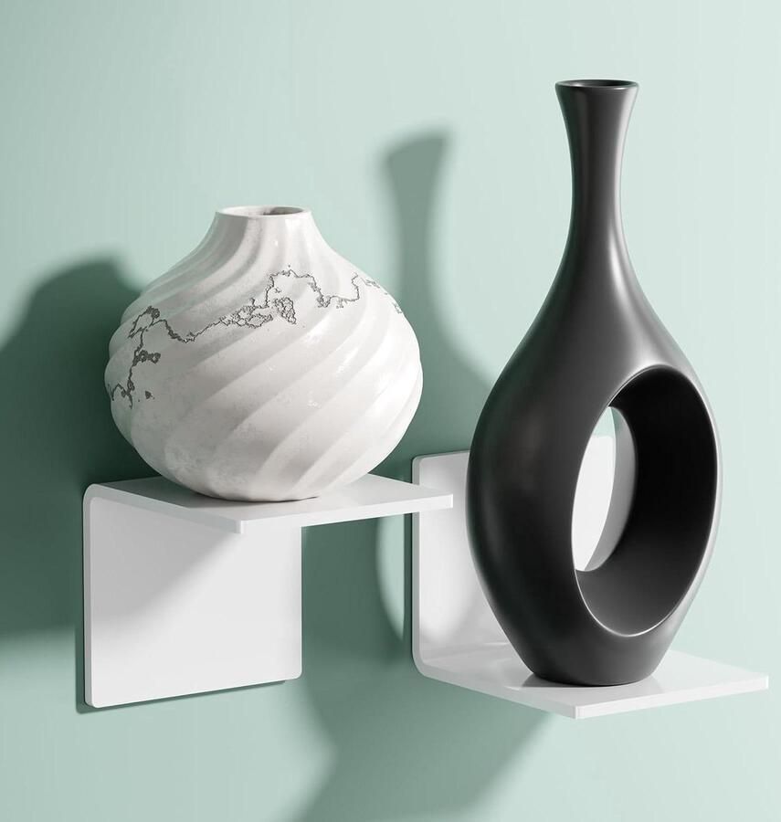 Riokem Wandrek mini Zwevende planken zonder boren 2 stuks Wit Acryl