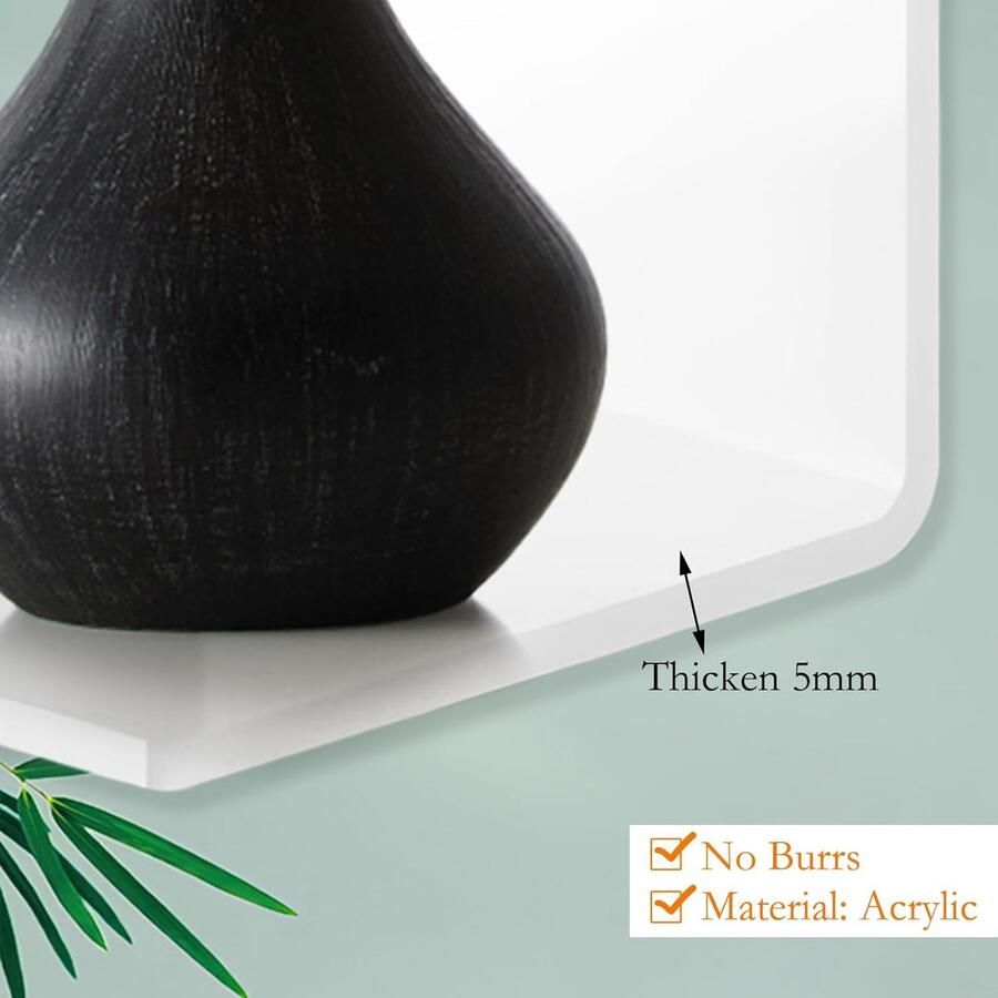 Riokem Wandrek set van 2 Klein zwevend rek Wit Acryl 10 cm breed