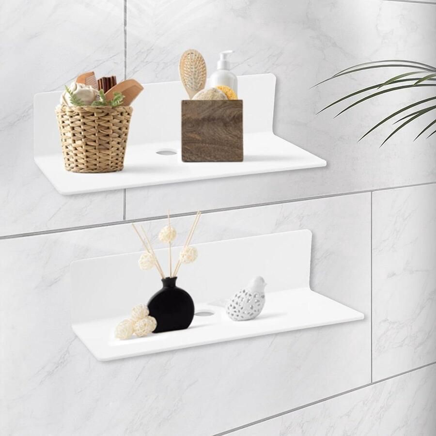 Riokem Wandrek set van 2 moderne wandplanken wit acryl 22 9 cm