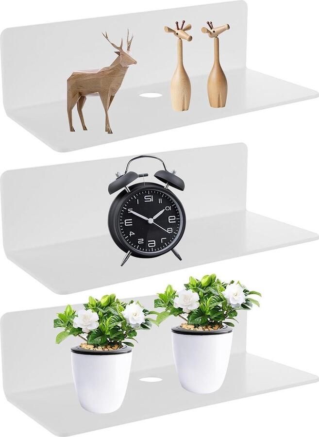 Riokem Wandrek set van 3 Zwevend rek Wit Acryl 23 cm