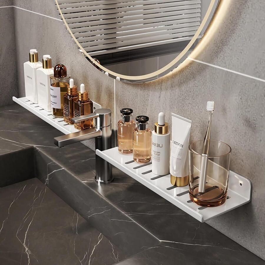 Riokem Wandrek zonder boren praktische opslagoplossing 2 stuks wit metaal 30 cm