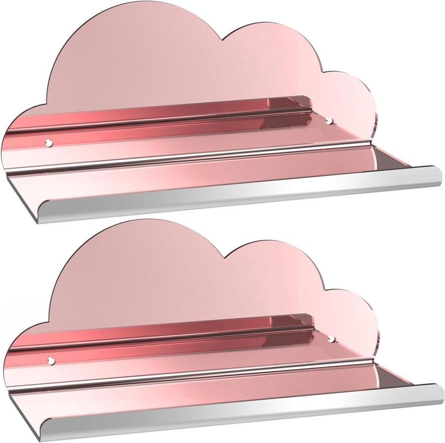 Riokem Wolkvormige zwevende planken Stijlvolle wanddecoratie Set van 2 Roségouden