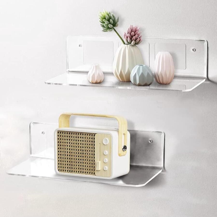 Riokem Zelfklevende Wandplanken Modern en Transparant 2 Stuks