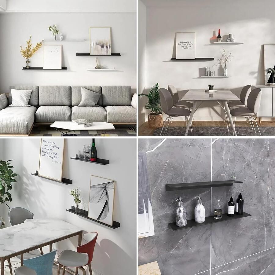 Riokem Zwart Wandrek 2 Stuks Geschikt voor Badkamer en Keuken 40 cm