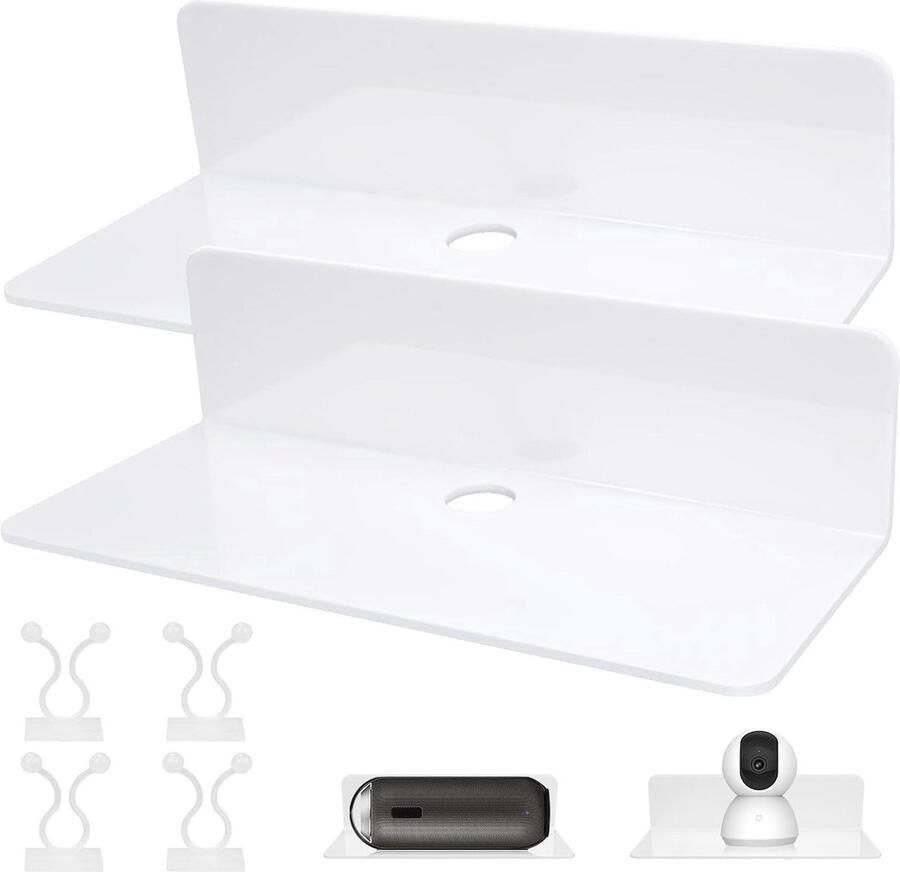 Riokem Zwevend Wandrek Wit Acryl 2 Stuks