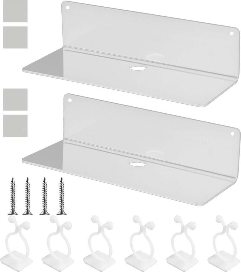 Riokem Zwevende acrylplanken met schroeven en lijm 2 stuks transparant acryl