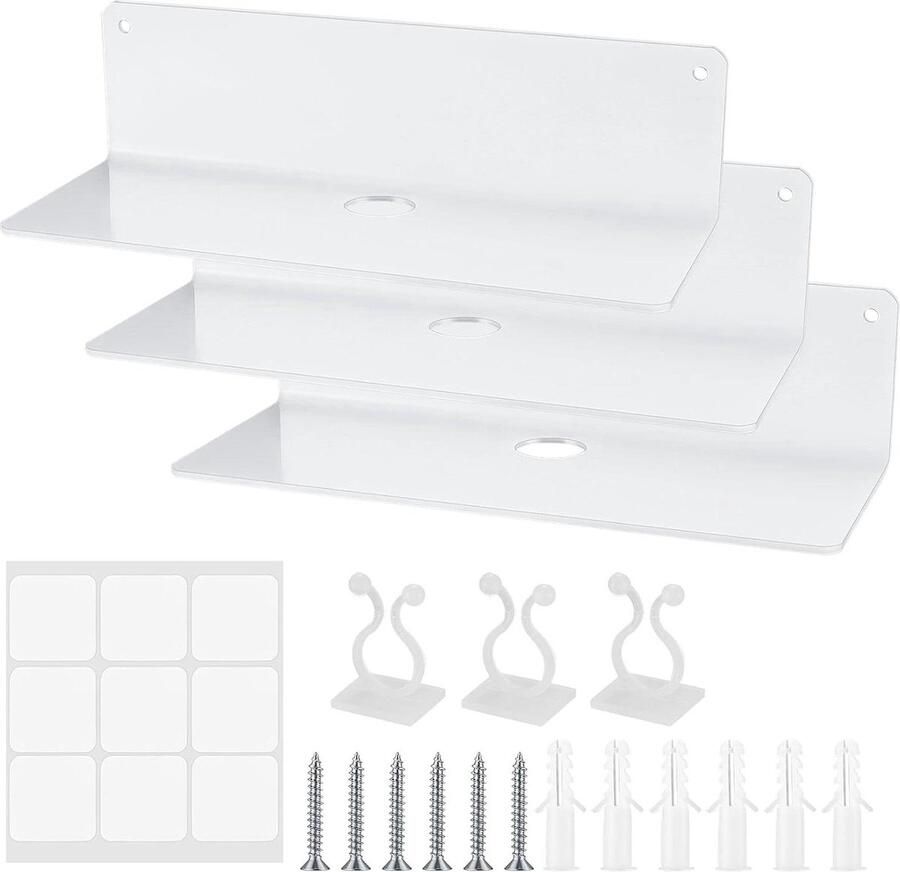 Zwevende Wandplanken Acryl zonder Boren 3 stuks Wit Ideaal voor elke ruimte