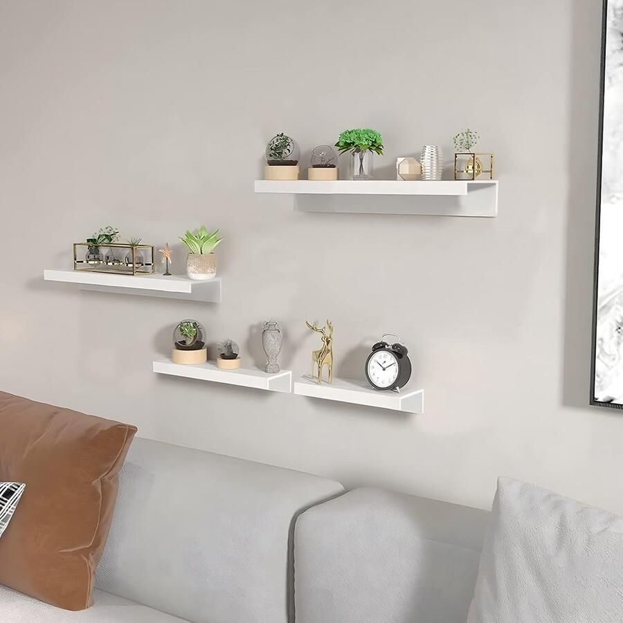 Riokem Zwevende Wandplanken Badkamer Planken 2 Stuks Wit 30 cm & 40 cm