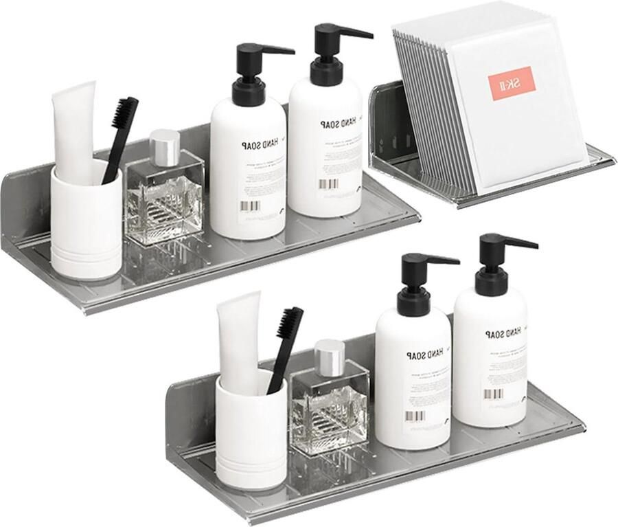 Riokem Zwevende Wandplanken Set van 3 Wanddecoratie zonder boren Acryl