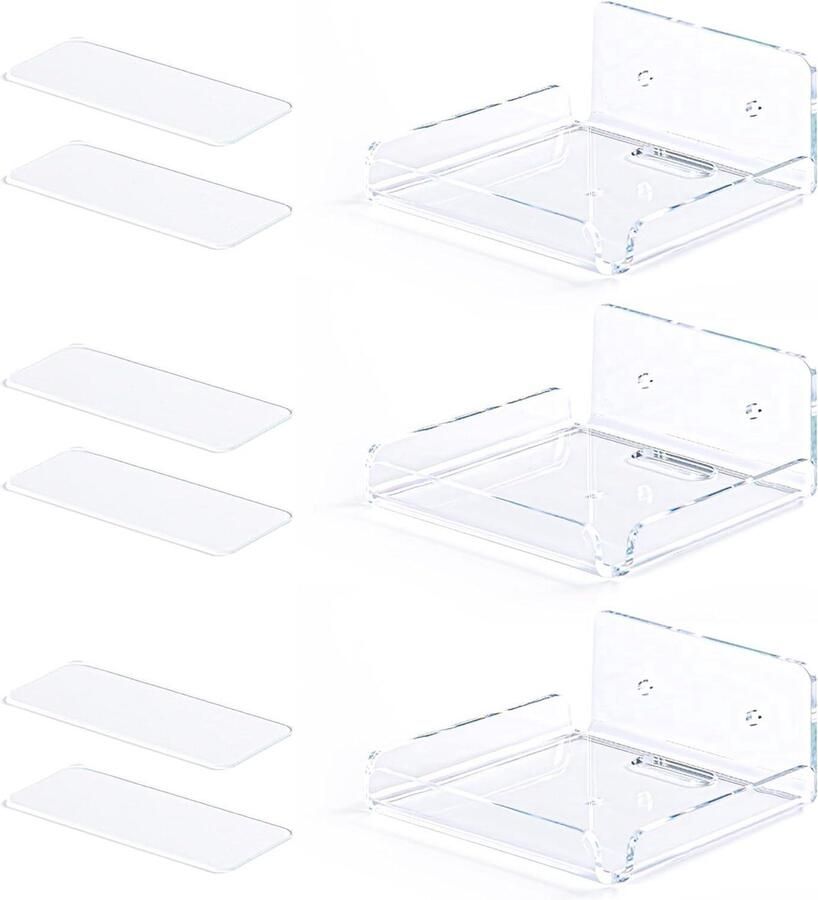 3 Stuks Zwevende Wandplanken Acryl Drijvend Wandrek Geschikt voor Badkamer en Keuken Zelfklevend