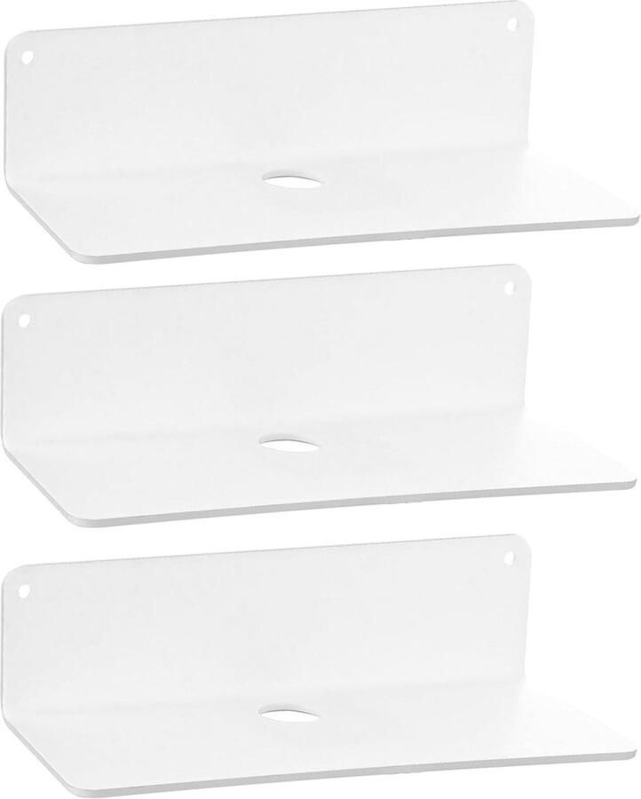 Riokem Zwevende Wandplanken zonder boren 3 stuks wit acryl 20 4 cm