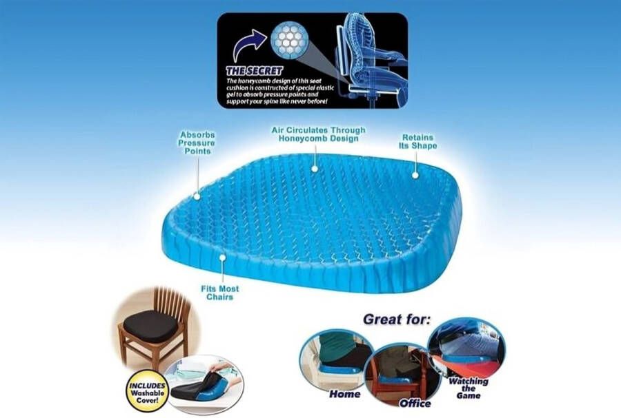 Rision Wigkussen Gelkussen Zitkussen Geschikt Voor Elke Stoel Ergonomisch Kussen Incl. Wasbare Hoes Cadeau Verrassing - Foto 2