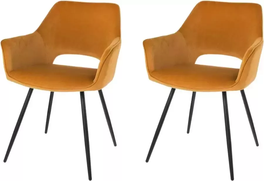 Riverdale eetkamerstoel Eve met armleuning caramel 80cm Set van 2 stoelen
