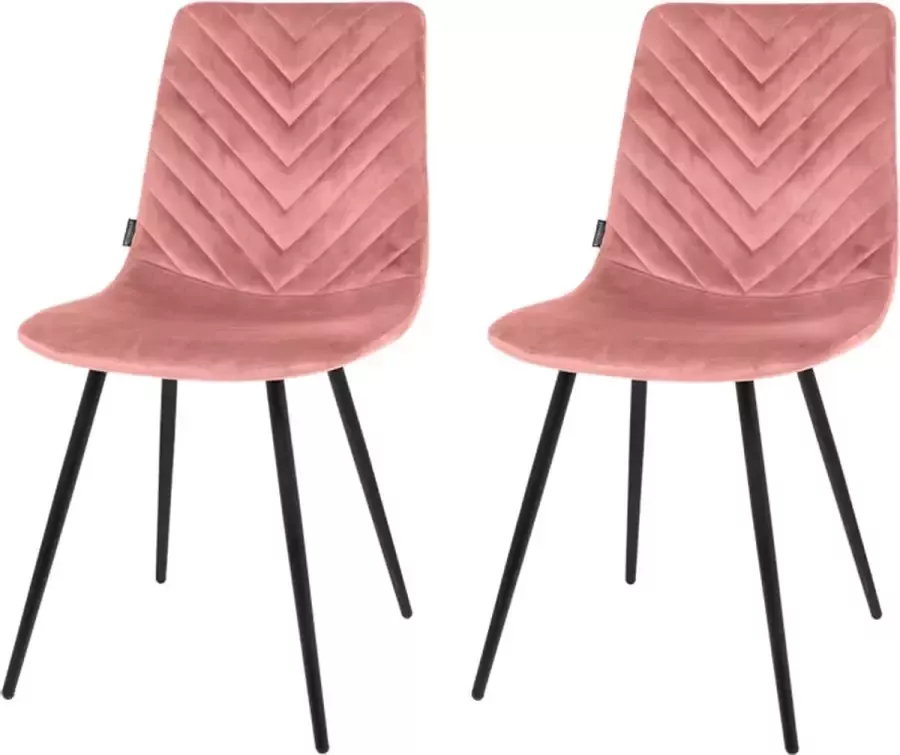 Riverdale eetkamerstoel Lynn roze 85cm set van 2 stoelen