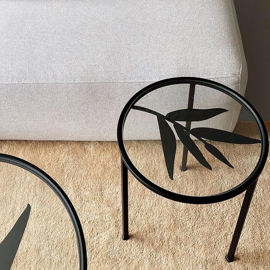 Riverdale Bijzettafel Amaro 60cm zwart set van 2