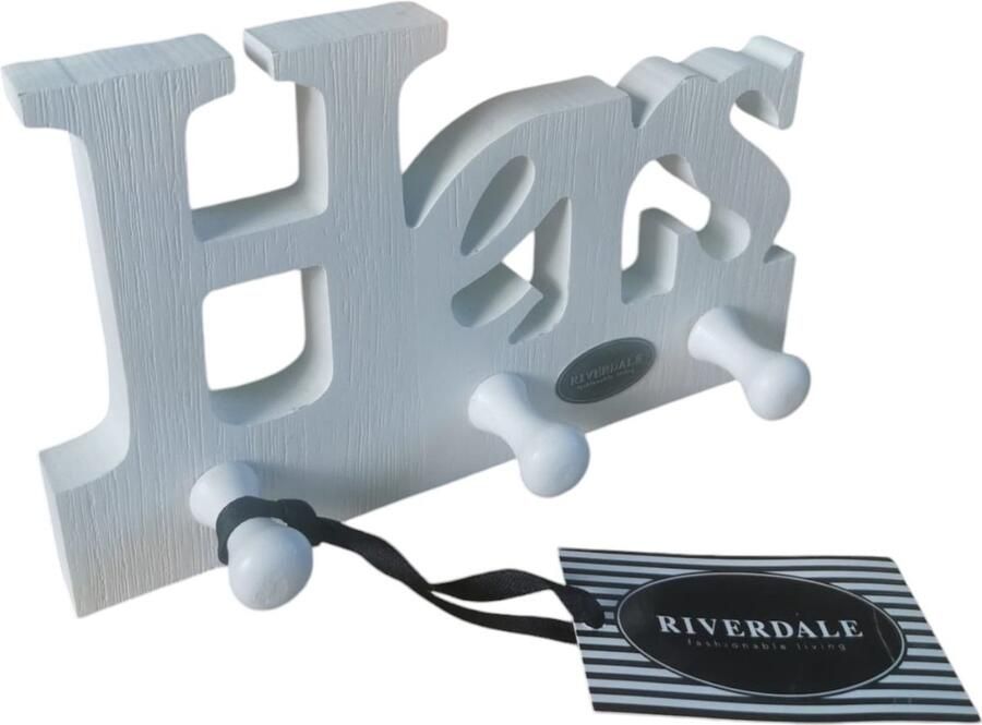 Riverdale kapstok Hout Hers Wit Landelijk