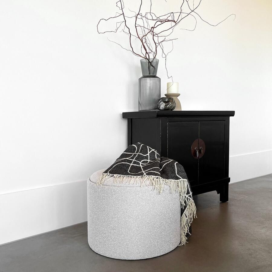 Riverdale Opbergpoef Otis creme zwart 56cm