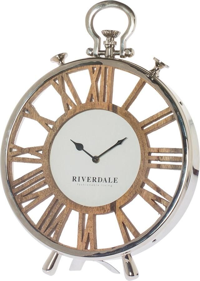 Riverdale Tafelklok Luton zilver 40cm